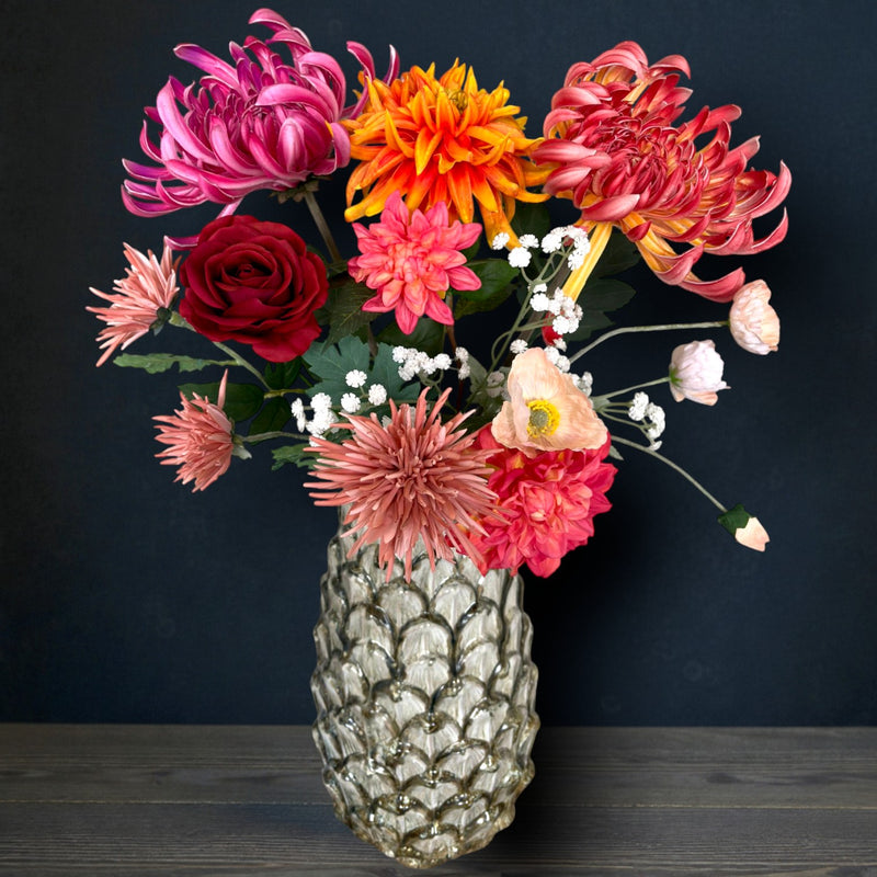 Groot kunstbloemen boeket met vrolijke kleuren - Alle kunstbloemen hebben een real touch afwerking 