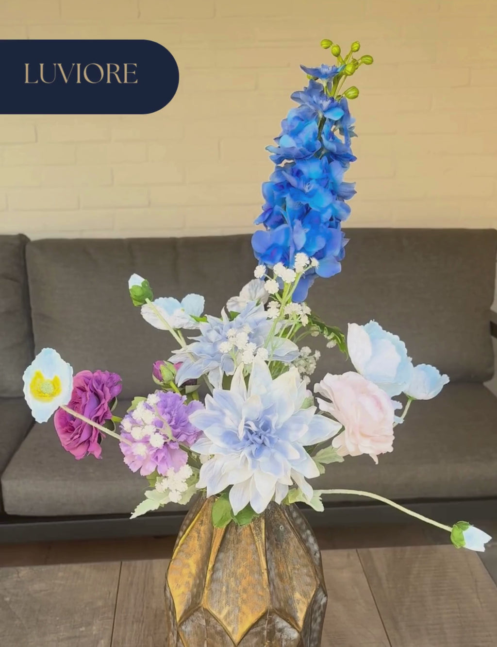 Kunstbloemen boeket real touch luviore azure